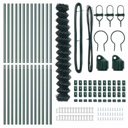 Jeu de Poteaux de Clôture Vert 1.6 x 25 m Acier galvanisé 