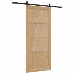Porte Coulissante avec quincaillerie 93x211 cm Bois Massif de Pin 