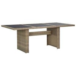 Table à manger Marron 200x100x74 cm Verre et résine tressée 