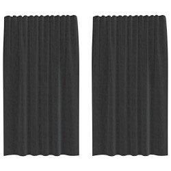 Rideaux en voile avec passe-tringles 2 pcs noir 