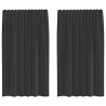 Rideaux en voile avec passe-tringles 2 pcs noir 