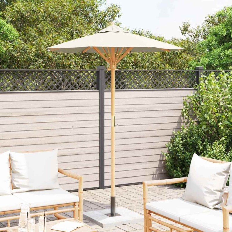 Parasol de jardin crème blanc 150 x 210 cm bambou 