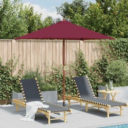 Parasol d'extérieur avec mât en bois 150x200 cm rouge bordeaux 