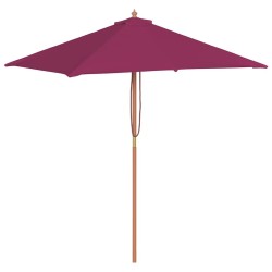Parasol d'extérieur avec mât en bois 150x200 cm rouge bordeaux 