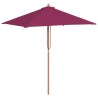 Parasol d'extérieur avec mât en bois 150x200 cm rouge bordeaux 