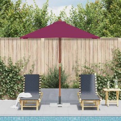Parasol d'extérieur avec mât en bois 150x200 cm rouge bordeaux 