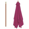 Parasol d'extérieur avec mât en bois 150x200 cm rouge bordeaux 