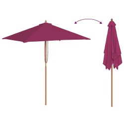 Parasol d'extérieur avec mât en bois 150x200 cm rouge bordeaux 
