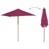 Parasol d'extérieur avec mât en bois 150x200 cm rouge bordeaux 