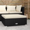 Repose-pied de jardin et coussin Noir 70x70x30cm Résine tressée 