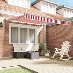 Store rabattable manuel rayures rouges et blanches 350x250 cm 