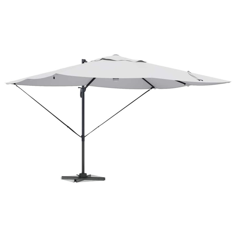 Parasol cantilever Roma avec LEDs, sable, 352x251x265 cm, en aluminium. 