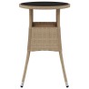 Table de jardin Ø60x75 cm Verre trempé/résine tressée Beige 