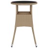Table de jardin Ø60x75 cm Verre trempé/résine tressée Beige 