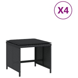 Tabourets de jardin avec coussins 4 pcs noir 40x40x35 cm rotin 