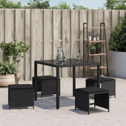 Tabourets de jardin avec coussins 4 pcs noir 40x40x35 cm rotin 