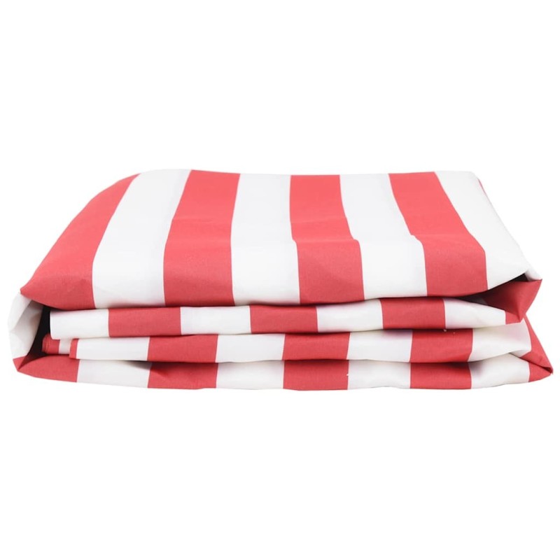Tissu de remplacement de auvent rouge et blanc 10x1,6m 