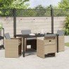 Ensemble salle à manger jardin 5 pièces avec coussins beige en poly rotin 