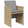 Ensemble salle à manger jardin 5 pièces avec coussins beige en poly rotin 