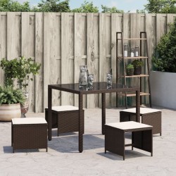 Tabourets de jardin avec coussins 4pcs marron 40x40x35 cm rotin 