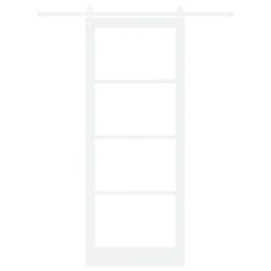 Ensemble de porte coulissante avec quincaillerie blanche 93x232 cm en bois massif de pin 