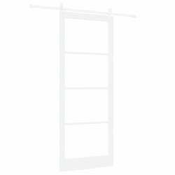 Ensemble de porte coulissante avec quincaillerie blanche 93x232 cm en bois massif de pin 