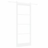 Ensemble de porte coulissante avec quincaillerie blanche 93x232 cm en bois massif de pin 