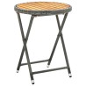 Table à thé Gris 60 cm Résine tressée et bois d'acacia solide 