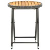 Table à thé Gris 60 cm Résine tressée et bois d'acacia solide 