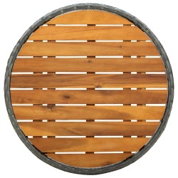 Table à thé Gris 60 cm Résine tressée et bois d'acacia solide 