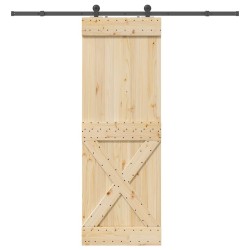 Porte coulissante et kit de quincaillerie 80x210 cm pin massif 