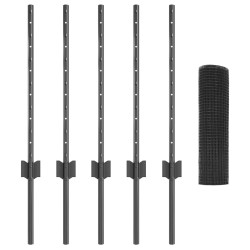 Set de clôture de jardin Lot de 2 Gris Acier galvanisé 10 x 0.5 m 