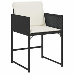 Ensemble de jardin 5 pièces avec coussins en poly rotin noir 