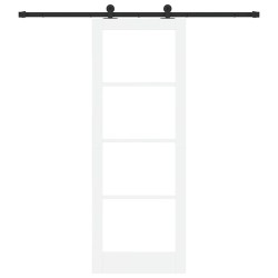 Porte coulissante avec set de matériel 'ORKDAL'Blanc Bois Massif et Verre 