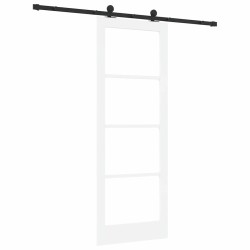 Porte coulissante avec set de matériel 'ORKDAL'Blanc Bois Massif et Verre 
