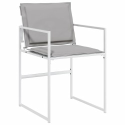Ensemble de salle à manger de jardin 5 pièces avec des coussins en textilène blanc et en acier 