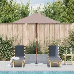 Parasol d'extérieur avec mât en bois 150x200 cm taupe 