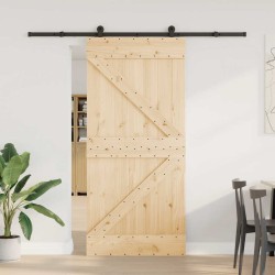 Porte coulissante et kit de quincaillerie 95x210 cm pin massif 