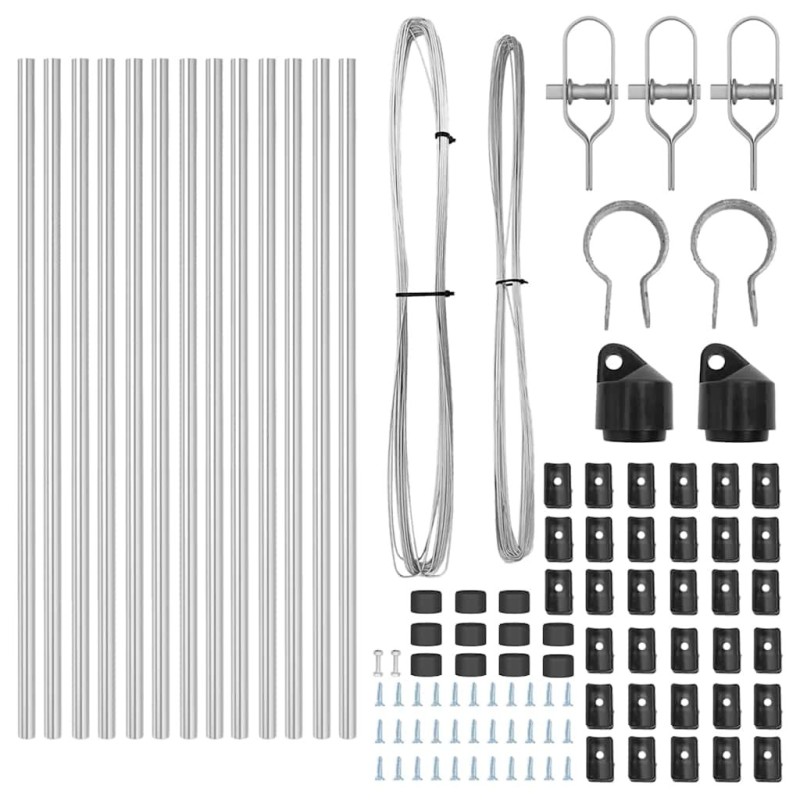 Ensemble de piquets de clôture 13 pcs Argent Ø32mm 120 cm 