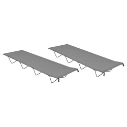 Lits de camping 2 pcs 180x60x19 cm Tissu Oxford et acier Gris 
