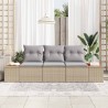 Ensemble de Canapé de Jardin 3 Pièces avec Coussins Beige Poly Rattan Acacia 