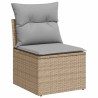 Ensemble de Canapé de Jardin 3 Pièces avec Coussins Beige Poly Rattan Acacia 