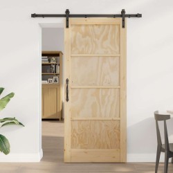 Porte Coulissante avec Quincaillerie 86x198.5 cm Bois Massif de Pin 