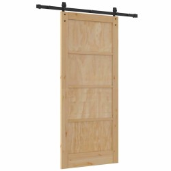 Porte Coulissante avec Quincaillerie 86x198.5 cm Bois Massif de Pin 