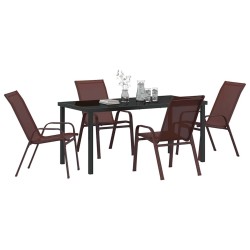 Set de jardin 5 pièces marron en textilène et acier 