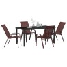 Set de jardin 5 pièces marron en textilène et acier 