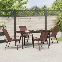 Set de jardin 5 pièces marron en textilène et acier 