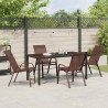 Set de jardin 5 pièces marron en textilène et acier 