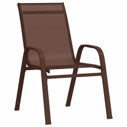 Set de jardin 5 pièces marron en textilène et acier 