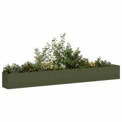 Jardinière vert olive 360x40x40 cm acier laminé à froid 